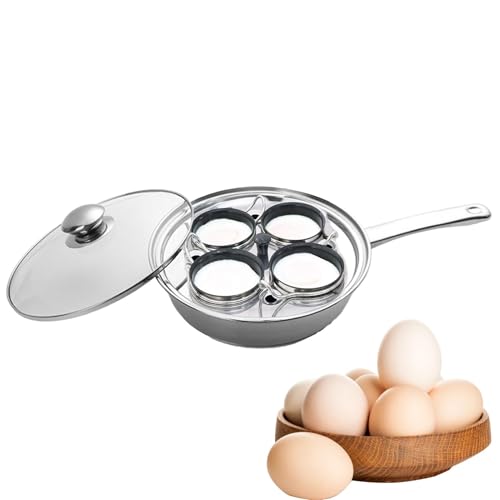 Eierpfanne | Eier-Pochierpfanne – 2-in-1 Eierpfanne, 4 Tassen, antihaftbeschichtete Eierpochierer für Frühstück, Brunch, Mittagessen, Abendessen Eierpfanne | Eier-Pochierpfanne – 2-in-1 Eierpfanne, 4 Tassen, antihaftbeschichtete Eierpochierer für Frühstück, Brunch, Mittagessen, Abendessen von Generisch