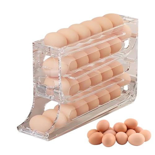 Eierspender für Kühlschrank | Eierhalter für den Kühlschrank – großes Fassungsvermögen, Eieraufbewahrungsregal, Kühlschrank, modernes platzsparendes Regal für Küche, Esszimmer, Bauernhaus von Generisch