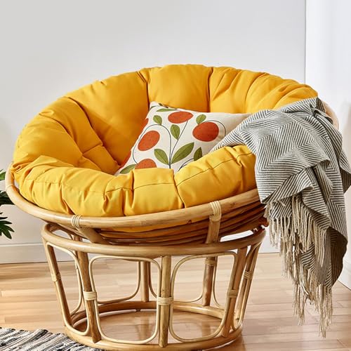 Eierstuhlkissen, Dickes Stuhlkissen, weiche, Bequeme Eierhängematten-Stuhlpolster, Schaukelstuhlpolster für Balkon, Terrasse, Garten, draußen oder drinnen (gelb, 62,99 x 62,99 Zoll von Generisch