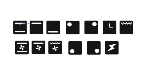 Ein Set mit 13 Stück Herd Aufkleber E Herd Beschriftung Symbole Transparent (R29/1/4) (14 x 14 mm) von Generisch