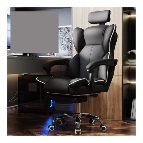 Ein ergonomischer Bürostuhl, ein Computer-Rennstuhl mit verstellbaren Kopfstützen, Armlehnen und Rädern, (C, Latexkissen + Stativ aus Legierung) von Generisch