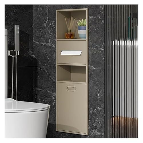 Einbaudusche aus Edelstahl mit Abfalleimer, doppellagig für die Aufbewahrung im Badezimmer, ohne Fliesen, Beige, 30 x 86 x 14 cm – perfekt für platzsparende Lösungen! von Generisch