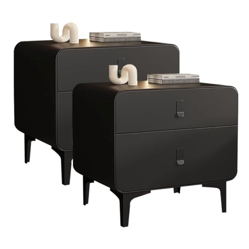 Einfacher Nachttisch mit Metallbeinen – 2-stöckiger Nachttisch mit Aufbewahrungsschubladen, Holz-Organizer-Beistelltisch, moderne Kommode für Schlafzimmer, 2er-Set Einfacher Nachttisch mit Metallbeinen – 2-stöckiger Nachttisch mit Aufbewahrungsschubladen, Holz-Organizer-Beistelltisch, moderne Kommode für Schlafzimmer, 2er-Set von Generisch