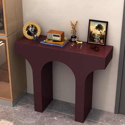 Eingangs-Konsolentisch, Holz-Sofatisch für Wohnzimmer, moderner schmaler gewölbter Sockel, rechteckige Tischplatte, Kunstveranda, Foyer-Schreibtisch Eingangs-Konsolentisch, Holz-Sofatisch für Wohnzimmer, moderner schmaler gewölbter Sockel, rechteckige Tischplatte, Kunstveranda, Foyer-Schreibtisch von Generisch