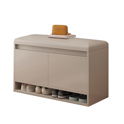Eingangsbank mit Kissen & Schuhregal – stilvolle Aufbewahrung für Flur & Wohnzimmer, Aufbewahrungsbox oben, Creme-Khaki, 80x35x50cm, platzsparendes Design Eingangsbank mit Kissen & Schuhregal – stilvolle Aufbewahrung für Flur & Wohnzimmer, Aufbewahrungsbox oben, Creme-Khaki, 80x35x50cm, platzsparendes Design von Generisch