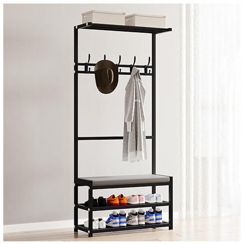 Eingangsbereich Baumbank mit Schuhaufbewahrung und Garderobe, freistehender Nizer mit weichem Kissen, Sitz, 4-in-1-Multifunktionsmöbel von Generisch