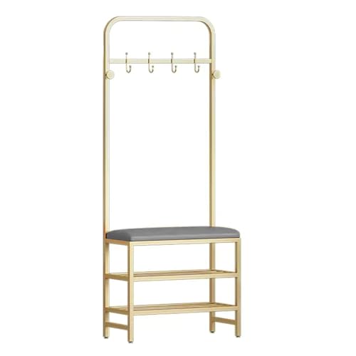 Eingangsbereich Baumbank mit Schuhaufbewahrung und Garderobenleiste 3 in 1 Design mit PU Leder gepolsterter Sitzfläche Stabiles Metallgestell und Haken von Generisch