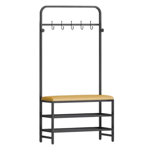 Eingangsbereich Flur Baum mit Ablagebank Freistehende Garderobe mit Schuhaufbewahrung und Polstersitz Stabiler Metallrahmen 3 in 1 Design von Generisch