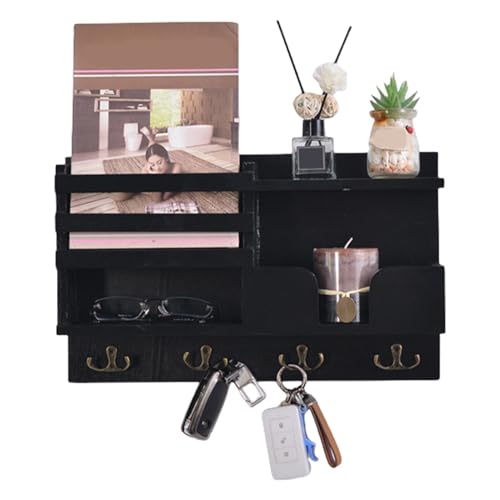 Eingangshaken mit – schwebende Holzregale mit Haken, rustikale Heimdekoration, Wand-Organizer mit Schlüsselhalter für Eingangsbereich, Arbeitszimmer, Wohnzimmer, Schlafzimmer Eingangshaken mit – schwebende Holzregale mit Haken, rustikale Heimdekoration, Wand-Organizer mit Schlüsselhalter für Eingangsbereich, Arbeitszimmer, Wohnzimmer, Schlafzimmer von Generisch