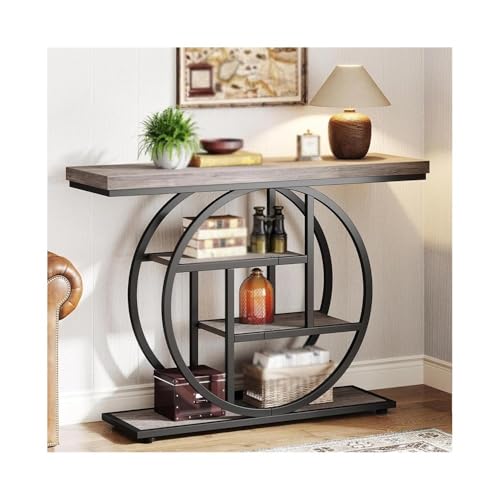 Eingangstisch Konsole mit Kreisfuß und Ablageflächen für Wohnzimmer, rustikales Design, funktionale Möbel für Flur oder Foyer Eingangstisch Konsole mit Kreisfuß und Ablageflächen für Wohnzimmer, rustikales Design, funktionale Möbel für Flur oder Foyer von Generisch