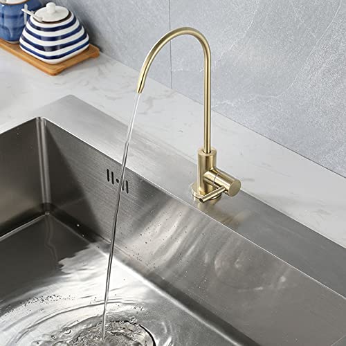Einhand-Kaltwasserhahn für Küchenspüle, gebürstet, goldfarben, G1/4 Umkehrosmose-Trinkwasserhahn, modernes Design, einfache Installation und stilvoll Einhand-Kaltwasserhahn für Küchenspüle, gebürstet, goldfarben, G1/4 Umkehrosmose-Trinkwasserhahn, modernes Design, einfache Installation und stilvoll von Generisch