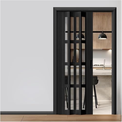 Einziehbare PVC Akkordeon Falttür mit Acrylfenstern, Platzsparender Raumteiler für Flure Privatsphäre Einziehbare PVC Akkordeon Falttür mit Acrylfenstern, Platzsparender Raumteiler für Flure Privatsphäre von Generisch