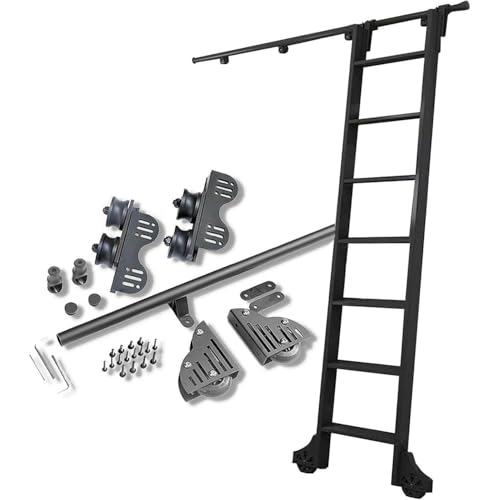 Einziehbare Rollleiterschienen-Set mit Bodenrollenrädern für einfachen Zugang zur Bibliothek und platzsparend Einziehbare Rollleiterschienen-Set mit Bodenrollenrädern für einfachen Zugang zur Bibliothek und platzsparend von Generisch