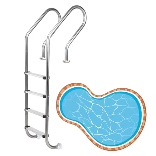 Einziehbare Schwimmbadleiter, Edelstahl-Handläufe unterstützt 250 kg, schnell installierbare Basis für Innen- und Außenwasserparks von Generisch