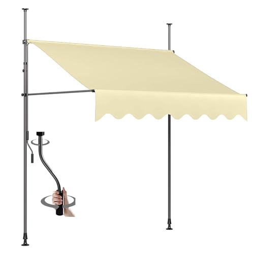 Einziehbare Terrassenmarkise, ohne Bohren, einziehbare Terrassenmarkise for den Außenbereich, Überdachung for Tür, Fenster, Hinterhof, Balkon, UV-Schutz und wasserdicht(2,137.8x47in/350x120cm) von Generic