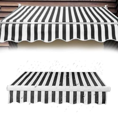 Einziehbare Terrassenmarkise für den Außenbereich, wasserdicht, Sonnenschutz für Fenster und Türen, schwarzes Segeltuch, 3 x 2 m, perfekt für Marktgeschäfte und Terrassen von Generisch