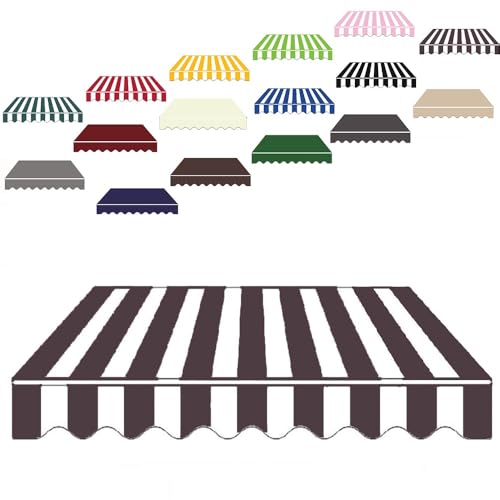 Einziehbarer Markisenstoff 350x300cm - Wasserdicht Ersatzbezug für Balkonmarkisen Sonnenschutz Braun Gestreift Baldachin Material Einziehbarer Markisenstoff 350x300cm - Wasserdicht Ersatzbezug für Balkonmarkisen Sonnenschutz Braun Gestreift Baldachin Material von Generisch