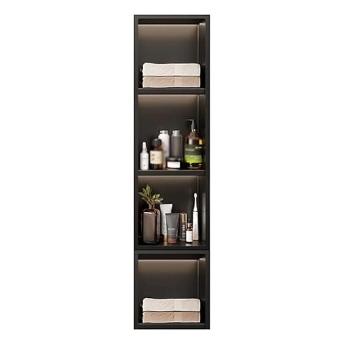 Einziehbares Edelstahl-Duschregal – wasserdichtes Wandnischen-Design, keine Flieseninstallation erforderlich, perfekt für Badezimmer, Küche, Zuhause, Hotel, Wohnung (schwarz, 120 x 28 x 1) von Generisch
