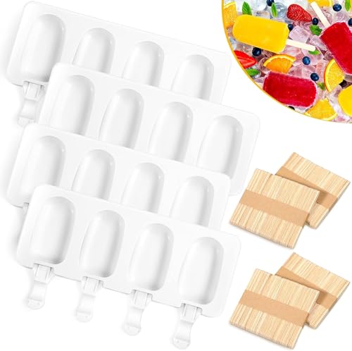 Eiscremeformen, 4 Stück Silikon Popsicle Formen für hausgemachte Leckereien, BPA-frei und leicht zu reinigen von Generisch
