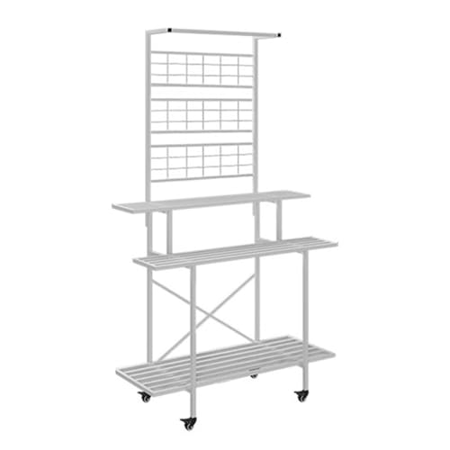 Eisen Mehrschichtiger Blumenständer mit Rädern, Bewegliches Pflanzenregal für Innen und Balkon, Platzsparendes Lagerregal Eisen Mehrschichtiger Blumenständer mit Rädern, Bewegliches Pflanzenregal für Innen und Balkon, Platzsparendes Lagerregal von Generisch