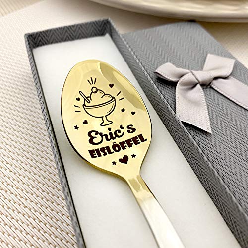 Eislöffel mit Namen Ihres Freundes - Ice cream spoon unique Löffel für Eis - Geschenkidee Kostenloser gravur auf dem Stiel Löffel mit Gravur von Generisch