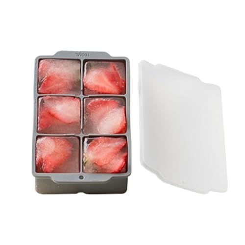 Eiswürfelbehälter mit Deckel, 6 Fächer, leicht zu lösen, lebensmittelechter Behälter, auslaufsicher, wiederverwendbar, für Kühlschrank, Bar, Whiskey, Cocktail von Generisch