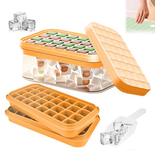 Eiswürfelform Silikon, 2,5cm x 28 Stück Eiswürfelform mit Deckel Behälter & Schaufel Einschließlich, Einfaches Drücken Eiswürfelbehälter Doppelschicht Stapelbar für Cocktail (1 Schicht Orange) Eiswürfelform Silikon, 2,5cm x 28 Stück Eiswürfelform mit Deckel Behälter & Schaufel Einschließlich, Einfaches Drücken Eiswürfelbehälter Doppelschicht Stapelbar für Cocktail (1 Schicht Orange) von Generisch