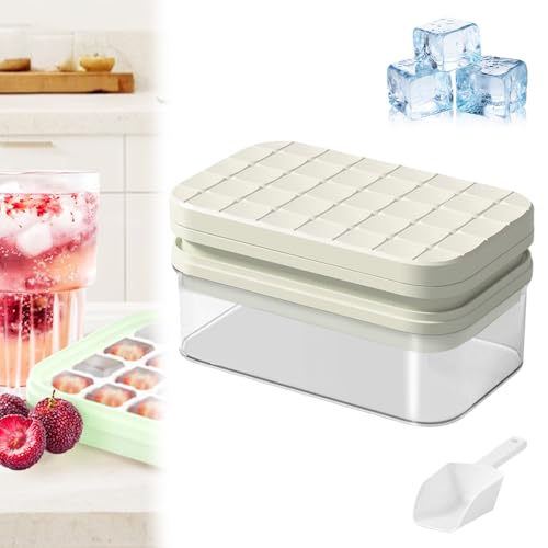 Eiswürfelform mit Deckel Große Kapazität Kunststoff Eiseisen Einfaches Entformen Eiswürfelbehälter Eiswürfelmacher für Cocktails Getränke Party und Kühlung (Weiß) von Generisch