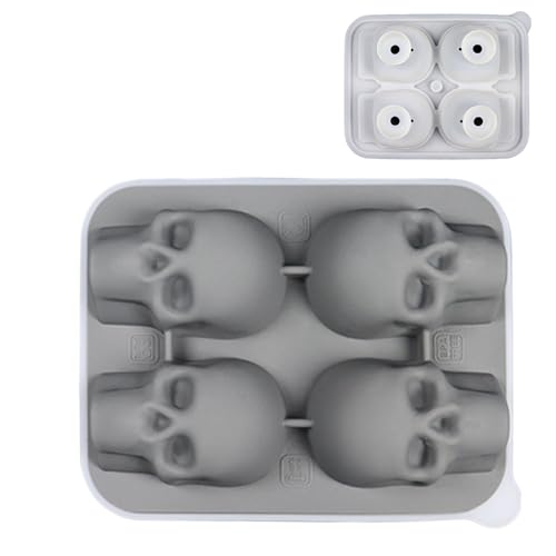 Eiswürfelformen - 3D Schädel Eiswürfelbehälter,Gefrierbehälter Mit 4 Fächern Für Kaffee Tee Cocktails Familienfeiern Picknick Camping von Generisch