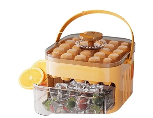 Eiswürfelmaschine Mit Presstyp, Eiswürfelbox Mit Schublade, Leckfest, Platzsparend, 50 Gitter Wiederverwendbares Eisgitter Für Kaffee-Cocktails Und Saft (Gelb, 25 Eiswürfelbehälter) von Generisch