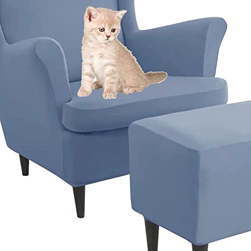Elastische Sesselüberwürfe 3-teilig - Bezug für Ohrensessel Mit Ottomane - Schonbezug Sesselhusse Stretch Husse(AA) von Generisch