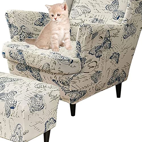 Elastische Sesselüberwürfe 3-teilig - Bezug für Ohrensessel Mit Ottomane - Schonbezug Sesselhusse Stretch Husse (Color : #28) von Generisch