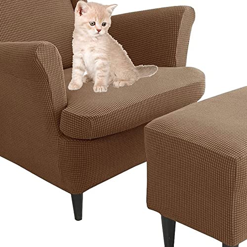 Elastische Sesselüberwürfe 3-teilig - Bezug für Ohrensessel Mit Ottomane - Schonbezug Sesselhusse Stretch Husse (Color : #98) von Generisch