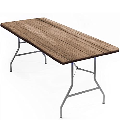 Elastische Tischdecke mit Holzmaserung, 76,2 x 182,9 cm, Polyester-Tischdecke für rechteckige Tische, perfekt für Hochzeiten, Bankette, Restaurants und Partys von Generisch