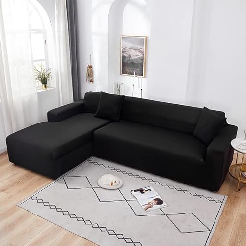 Elastische schwarze Sofabezüge für Wohnzimmer, L-förmige Schonbezüge für Eckcouch, 1/2/3/4-Sitzer, Chaiselongue, Stuhlschutz, passend für 235300 cm, strapazierfähiges Stretchgewebe Elastische schwarze Sofabezüge für Wohnzimmer, L-förmige Schonbezüge für Eckcouch, 1/2/3/4-Sitzer, Chaiselongue, Stuhlschutz, passend für 235300 cm, strapazierfähiges Stretchgewebe von Generisch