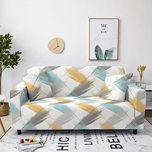 Elastischer Stretch-Sofabezug 2-Sitzer, Gelb Grau, moderner Couchschutz für Wohnzimmer, Haustierfreundlicher Möbelbezug für Hunde und Katzen, leicht zu reinigen Elastischer Stretch-Sofabezug 2-Sitzer, Gelb Grau, moderner Couchschutz für Wohnzimmer, Haustierfreundlicher Möbelbezug für Hunde und Katzen, leicht zu reinigen von Generisch