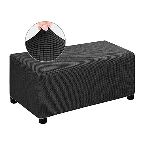 Elastischer rechteckiger Ottomanen-Bezug – staubdichter, abnehmbarer Stretch-Schonbezug für Fußhocker und Poufs – schwarzer Sofa- und Pouf-Schutz von Generisch