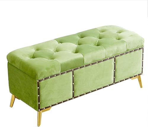 Elegante Aufbewahrungsbank mit goldfarbenen Beinen, Samt, rechteckig, Ottomane für Bett, platzsparend, hellgrün, gepolstert, Stauraum, Sitz, 120 cm, stilvolle Möbel Elegante Aufbewahrungsbank mit goldfarbenen Beinen, Samt, rechteckig, Ottomane für Bett, platzsparend, hellgrün, gepolstert, Stauraum, Sitz, 120 cm, stilvolle Möbel von Generisch