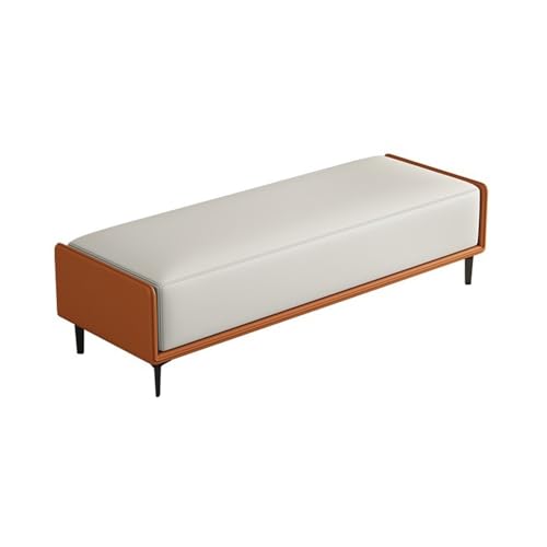 Elegante Luxus-Schlafzimmerbank – langer Schuhhocker und stilvolle Eingangsmöbel – schickes Orange und cremefarbenes Weiß für Wohnzimmerdekoration und Nization von Generisch