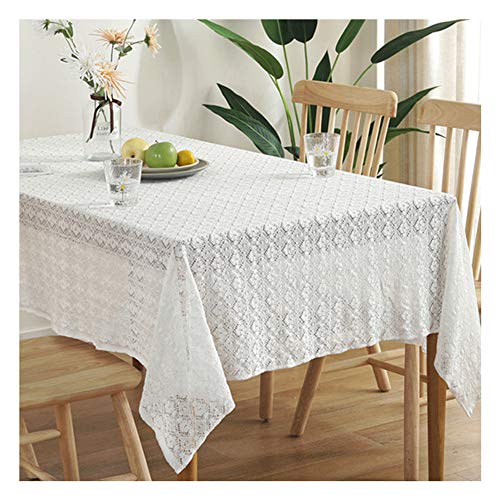 Elegante Vintage Häkelspitze Tischdecke - Waschbare Baumwolle Staubdichte Tischdecke für Home Party Hochzeit Dekoration - Zeitloses weißes Design von Generisch