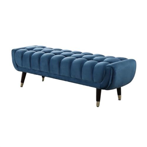 Elegante blaue Bett-Endbank – leichter luxuriöser luxuriöser dekorativer Ottomanhocker für Schlafzimmer, Schachzimmer oder Wohnzimmer – einfache Schuhwickelbank (150 x 45 x 45 cm) von Generisch