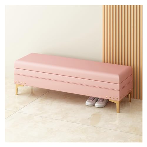 Elegante rosa gepolsterte Sitzbank mit Nieten, dekorativer Pouf für Wohnzimmer und Schlafzimmer, perfekter Fenstersitz und Bettende (120 x 40 x 40 cm) von Generisch