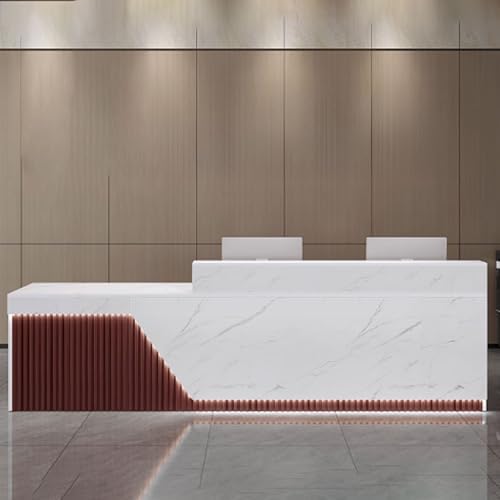 Eleganter, moderner Empfangstisch für kleine Unternehmen – stilvolle Fronttheke mit weicher Beleuchtung, moderne Büromöbel für verbesserten Empfangsbereich Eleganter, moderner Empfangstisch für kleine Unternehmen – stilvolle Fronttheke mit weicher Beleuchtung, moderne Büromöbel für verbesserten Empfangsbereich von Generisch
