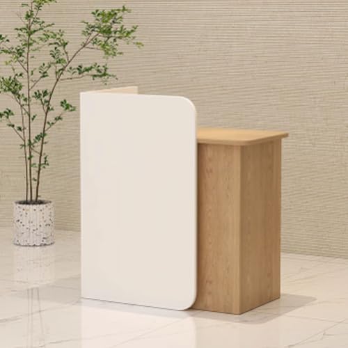 Eleganter, moderner Empfangstisch mit Schubladen, 80 cm, Thekentisch für Schönheitssalons und Büro, stilvolle weiße und natürliche Möbel. von Generisch