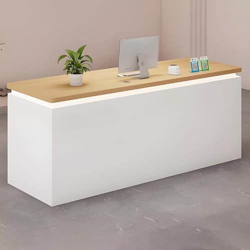 Eleganter, moderner Empfangstisch mit versteckter LED-Beleuchtung, 119,4 cm, geräumige Theke für Büro und Wartebereiche, stilvolles Holz- und Weiß-Finish, ideal für moderne Räume Eleganter, moderner Empfangstisch mit versteckter LED-Beleuchtung, 119,4 cm, geräumige Theke für Büro und Wartebereiche, stilvolles Holz- und Weiß-Finish, ideal für moderne Räume von Generisch