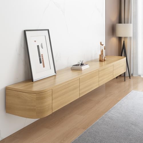 Eleganter, schwarzer, schwebender TV-Ständer, 240 cm, Massivholz, Wandmontage, mit 2 Schubladen, stilvolles Hängeregal für Wohn- oder Schlafzimmermöbel Eleganter, schwarzer, schwebender TV-Ständer, 240 cm, Massivholz, Wandmontage, mit 2 Schubladen, stilvolles Hängeregal für Wohn- oder Schlafzimmermöbel von Generisch