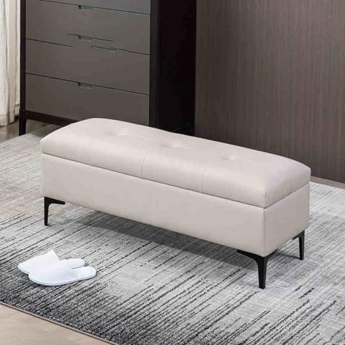 Eleganter, weißer Kunstleder-Ottomane, moderner Sitzhocker für Wohnzimmer und Schlafzimmer, vielseitiges Fußteil, stilvolles Design, perfekte Heimdekor-Lösung von Generisch