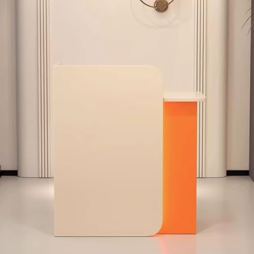 Eleganter 120 cm Schreibtisch für Schönheitssalon, Empfangstisch mit Schubladen, moderner Thekentisch in Beige und Orange, für Salons und Lobbys, stilvolle Empfangsstation Eleganter 120 cm Schreibtisch für Schönheitssalon, Empfangstisch mit Schubladen, moderner Thekentisch in Beige und Orange, für Salons und Lobbys, stilvolle Empfangsstation von Generisch