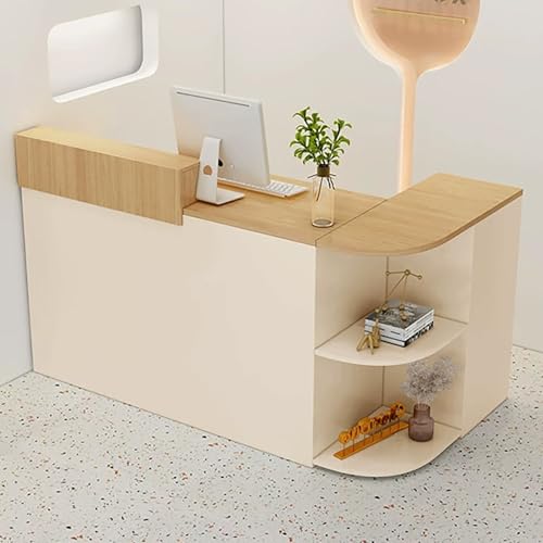 Eleganter L-förmiger Empfangsschreibtisch mit abschließbarer Schublade & Seitenschrank, geräumig, 160 x 50 x 100 cm, Beige für Geschäfte & Büros, stilvolle Möbel für den Schreibtisch Eleganter L-förmiger Empfangsschreibtisch mit abschließbarer Schublade & Seitenschrank, geräumig, 160 x 50 x 100 cm, Beige für Geschäfte & Büros, stilvolle Möbel für den Schreibtisch von Generisch