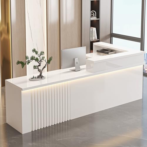 Eleganter L-förmiger Empfangstisch mit abschließbarer Schublade, Marmor-Finish, 120 x 60 x 100 cm, modernes Büromöbel, stilvolle Eingangs-Aufbewahrungslösung, professionelles Empfangsbereich-Design von Generisch